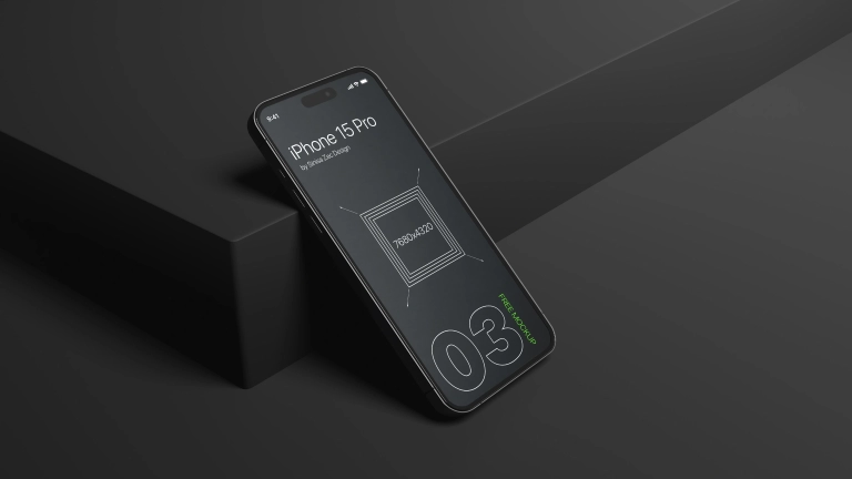 Dark iPhone on dark background photoshop tmockup free download